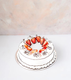 1kg Cartoon Cake with Strawberries by NJD - FIVEROSE.AE